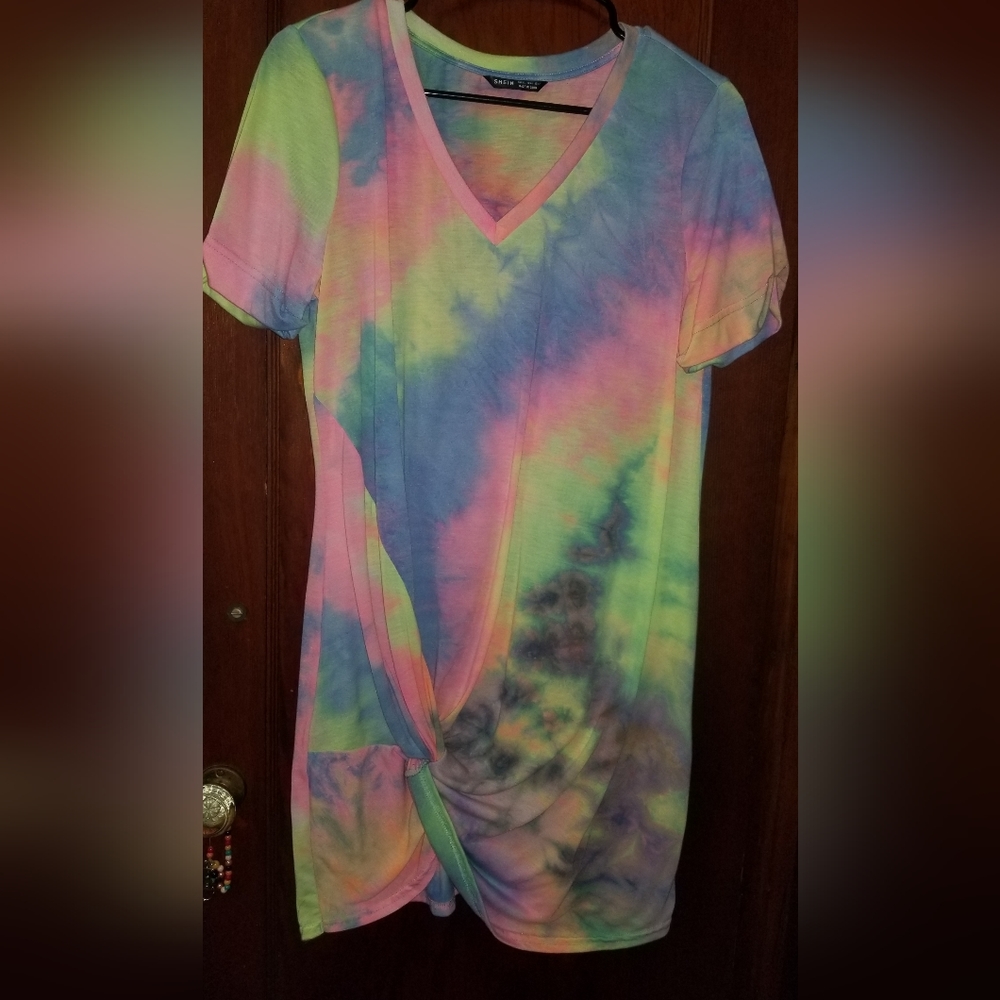 Tie Dye Shein Knot Dress